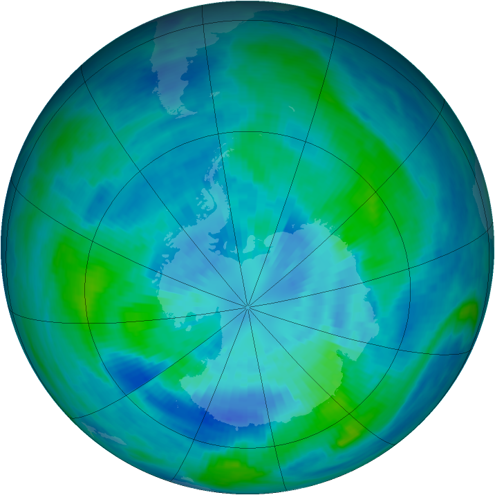 Antarctic ozone map for 26 March 1991